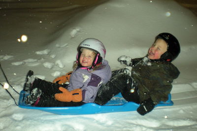 kids on sled